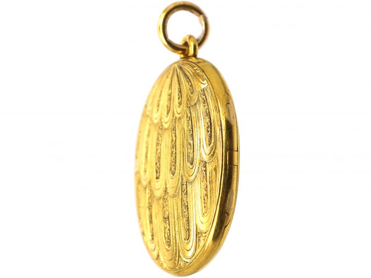 Victorian 15ct Gold Oval Locket with Engraving on Both Sides