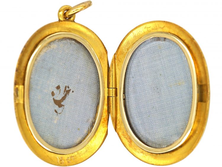 Victorian 15ct Gold Oval Locket with Engraving on Both Sides