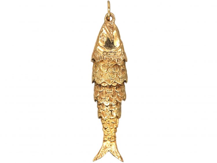 Mid 20th Century 9ct Gold Articulated Fish Pendant (123W) | The Antique ...