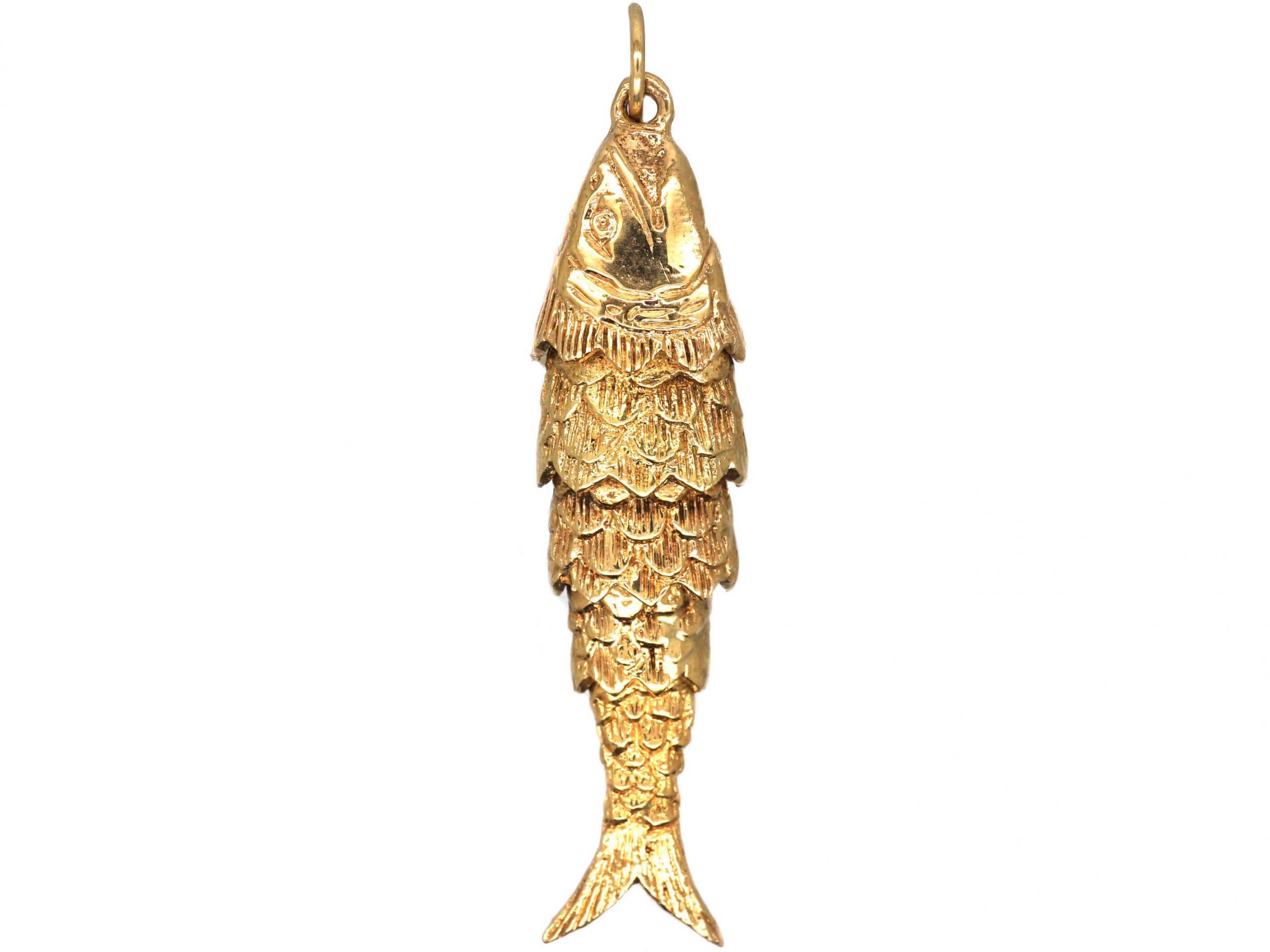 70's Gold NAPIER Articulated Fish Pisces Pendant Chain Necklace – Fresh to  Death Vintage