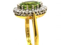 18ct Gold Cluster Ring set with a Peridot Surrounded by Diamonds