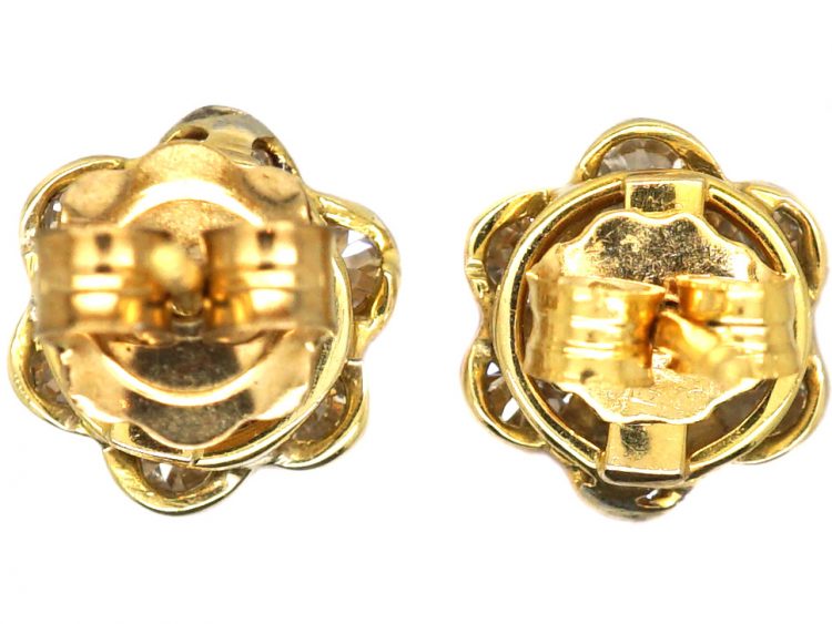 Edwardian 18ct Gold & Platinum, Diamond Daisy Cluster Earrings