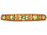 Edwardian 9ct Gold Bangle set with Peridots & Diamonds