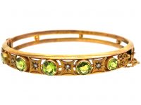 Edwardian 9ct Gold Bangle set with Peridots & Diamonds