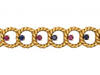 French 18ct Gold Bracelet set with Rubies & Sapphires by Camille Bournadet