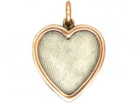 Edwardian 15ct Gold, Blue Enamel & Natural Pearl Heart Shaped Pendant