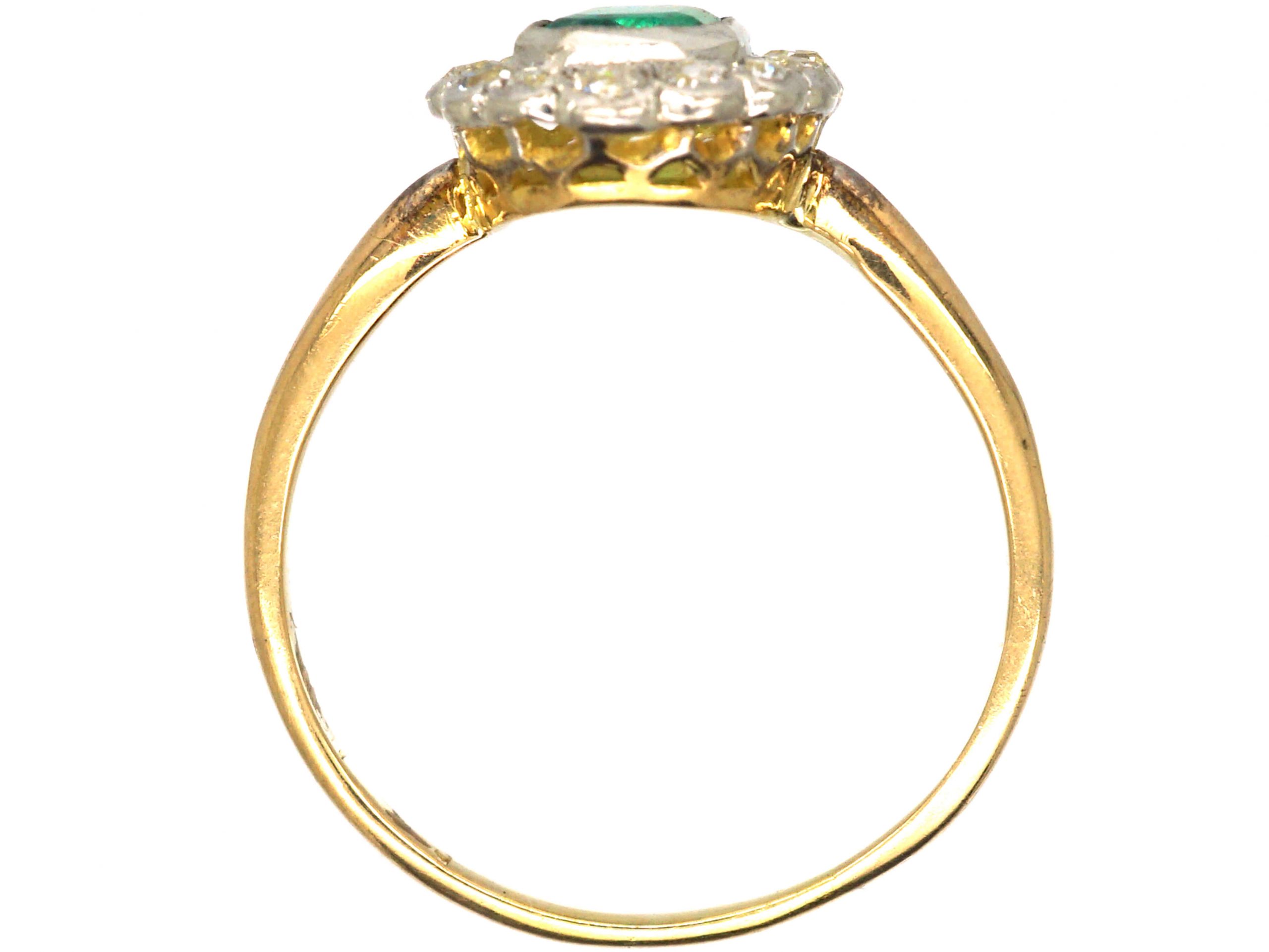 Edwardian 18ct Gold & Platinum, Emerald & Diamond Cluster Ring (201W ...