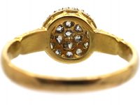 Edwardian 18ct Gold Diamond Cluster Ring with Ornate Shoulders