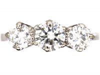 Early 20th Century Platinum, Three Stone Diamond Ring