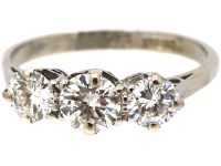 Early 20th Century Platinum, Three Stone Diamond Ring