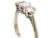 Early 20th Century Platinum, Three Stone Diamond Ring