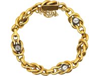 French Belle Epoque 18ct Gold Bracelet set with Diamonds & Natural Pearls