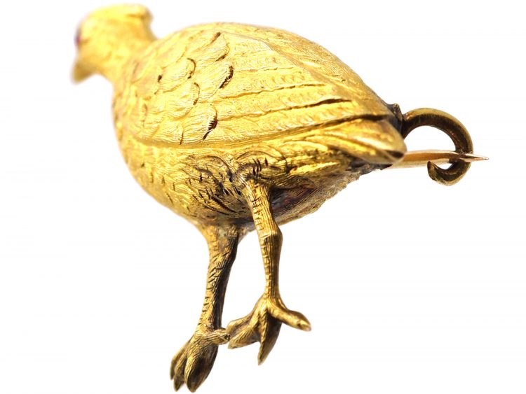 Victorian 15ct Gold Brooch of a Grouse