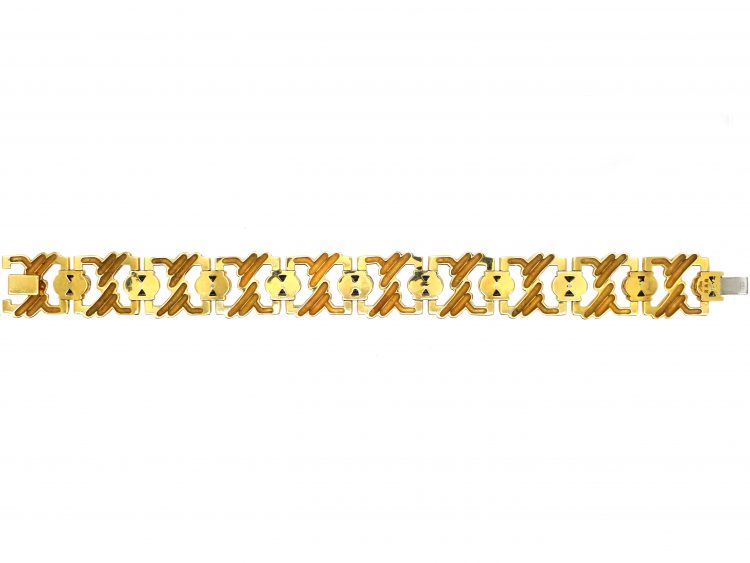 Modernist 18ct Gold Articulated Bracelet set with Ten Diamond Sections