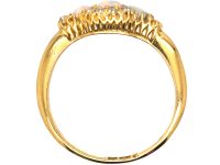 Victorian 18ct Gold, Three Stone Opal & Diamond Cluster Ring