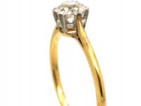 Edwardian 18ct Gold & Platinum, Old Mine Cut Diamond Solitaire Ring