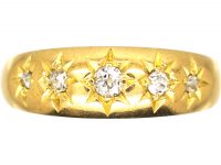 Edwardian 18ct Gold Five Stone Diamond Gypsy Ring