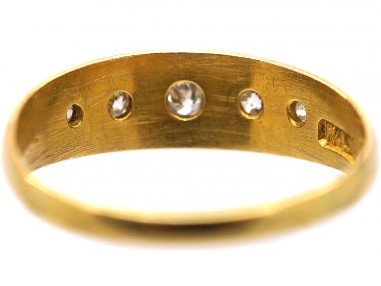 Edwardian 18ct Gold Five Stone Diamond Gypsy Ring