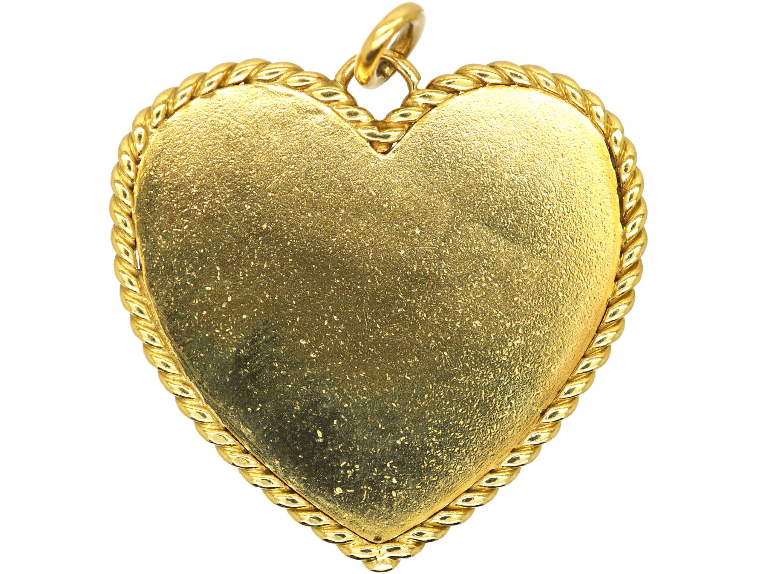 Little 18K 750 Yellow Gold Heart Pendant Charm