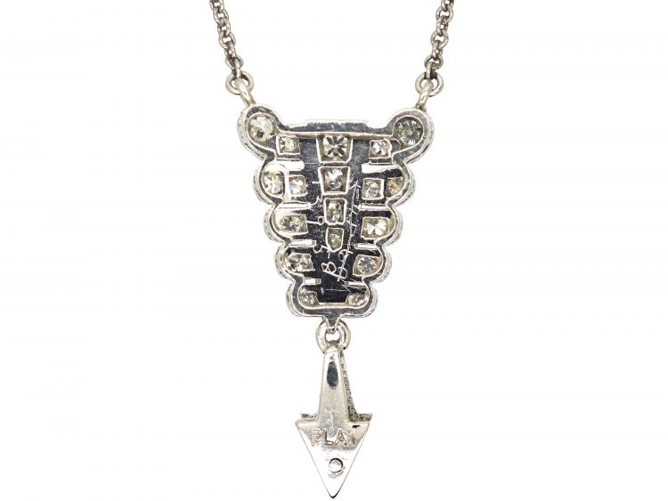 Art Deco Platinum & Diamond Cupid's Arrow Pendant on Platinum Chain