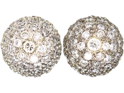 1950s 18ct White Gold Diamond Bombe Set Earrings