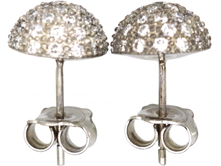 1950s 18ct White Gold Diamond Bombe Set Earrings