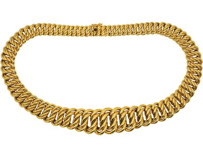 French 18ct Gold Large Curb Design Collar by Caplain, Paris