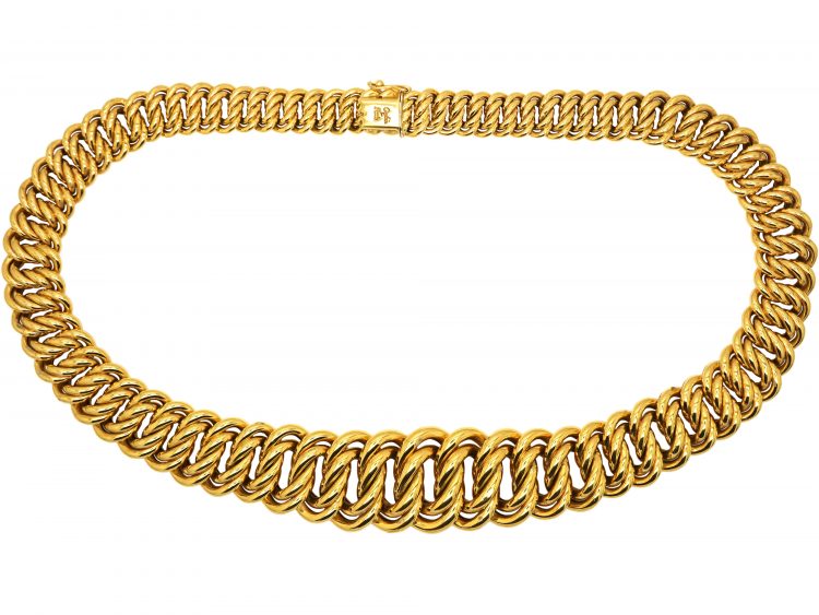 French 18ct Gold Large Curb Design Collar by Caplain, Paris