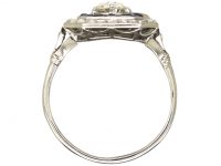 Art Deco Platinum, Old Mine Cut Diamond & Calibre Cut Sapphire Ring