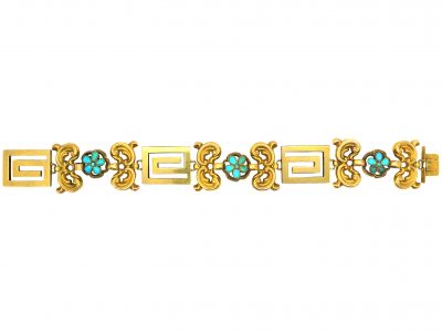 William 1V 15ct Gold Bracelet with Turquoise Set Forget me Nots