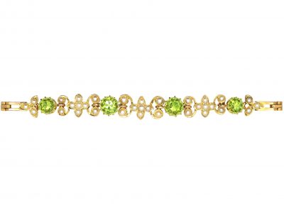 Art Deco 14ct Gold Bracelet set with Cabochon Sapphires & Diamonds