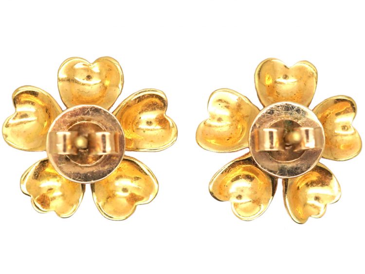 Victorian 18ct Gold Flower Earrings