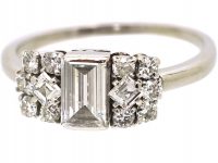 Art Deco Platinum, Geometric Ring set with Diamonds