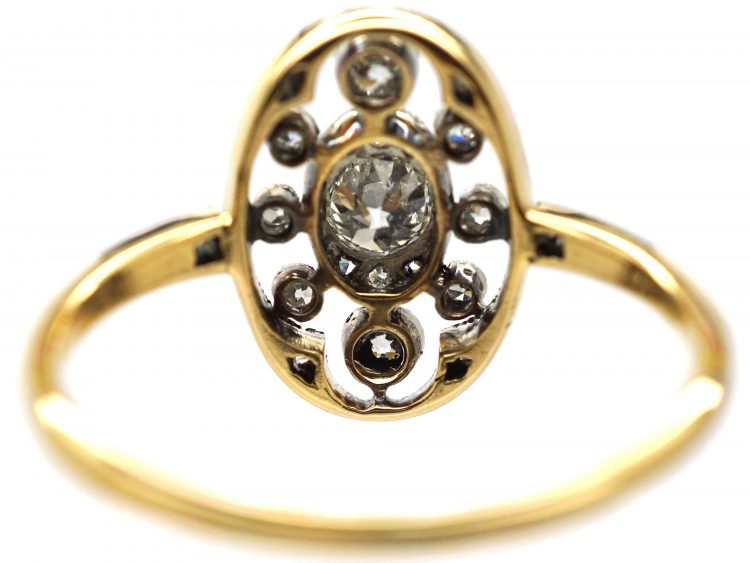 Early 20th Century 18ct Gold & Platinum, Oval Cluster Ring set with Diamonds
