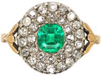 Georgian Emerald & Diamond Cluster Ring