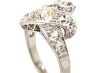 Retro 18ct White Gold & Platinum, Diamond Tassel Ring