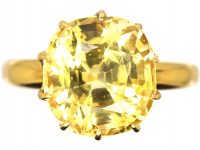 Retro 18ct Gold Ring set with a Large Yellow Sapphire