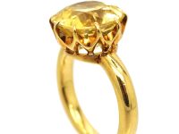 Retro 18ct Gold Ring set with a Large Yellow Sapphire