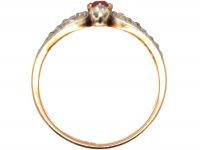 Early 20th Century 14ct Gold & Platinum, Ruby & diamond Hearts Ring