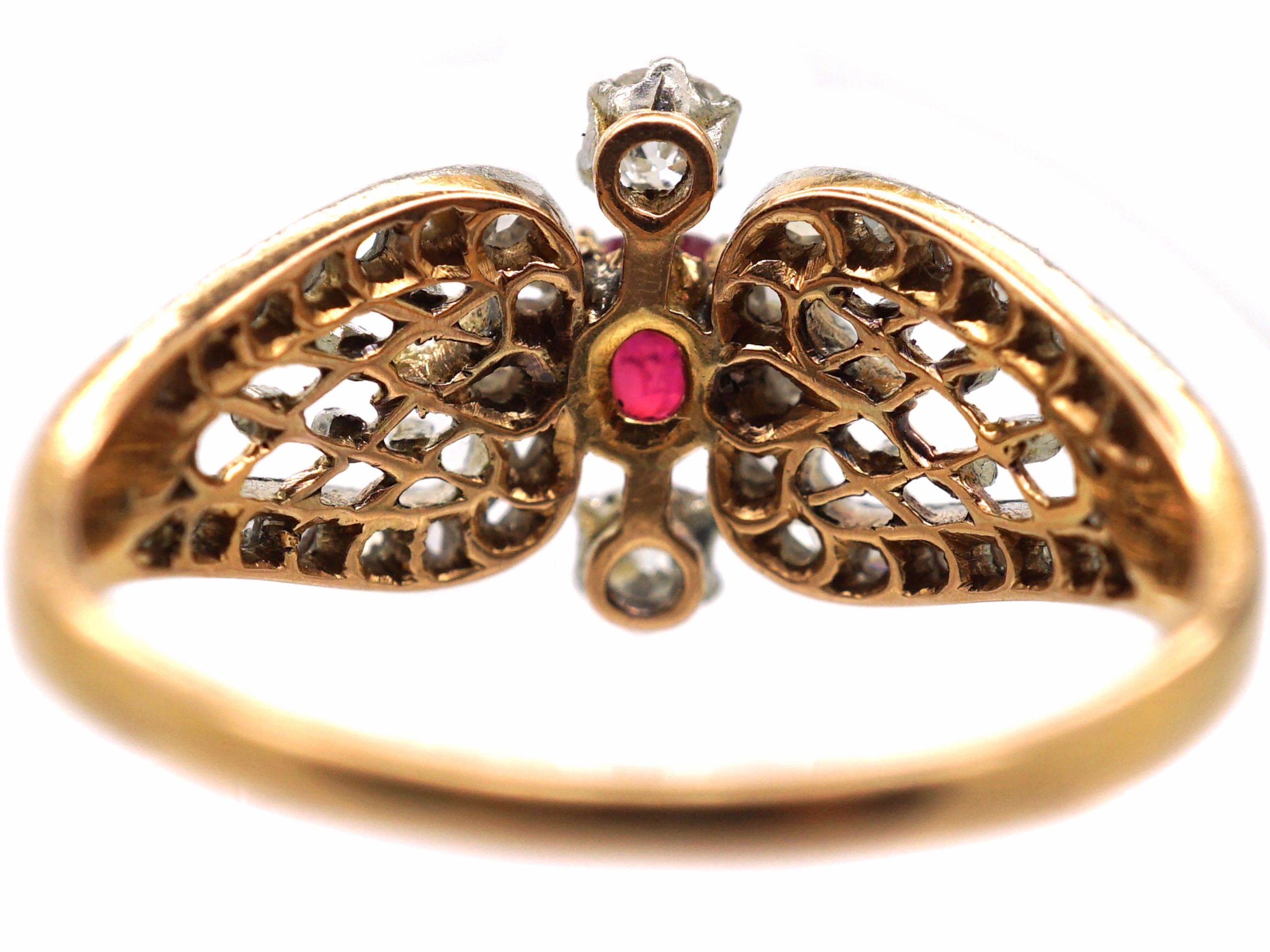 Early 20th Century 14ct Gold & Platinum, Ruby & diamond Hearts Ring ...