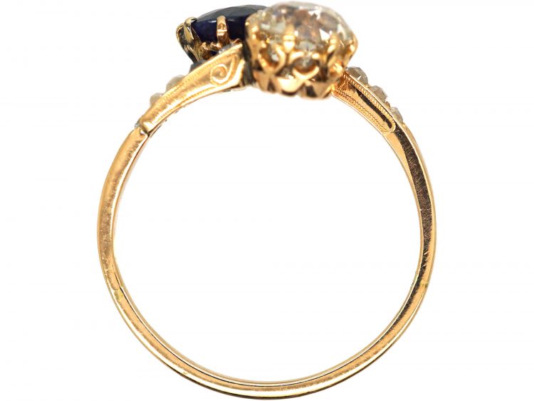 Early 20th Century 14ct Gold, Sapphire & Diamond Crossover Ring