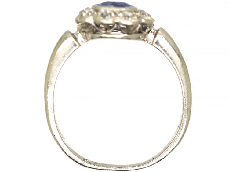 Edwardian Platinum, Sapphire & Diamond Cluster Ring