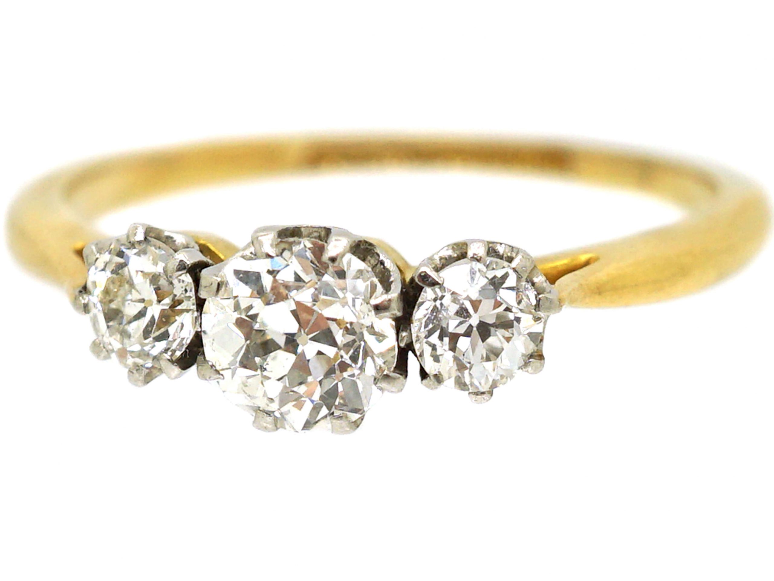 Edwardian 18ct Gold & Platinum, Three Stone Diamond Ring (879U) | The ...