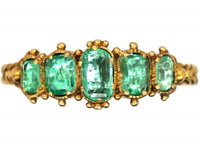 Regency 15ct Gold, Five Stone Emerald Ring