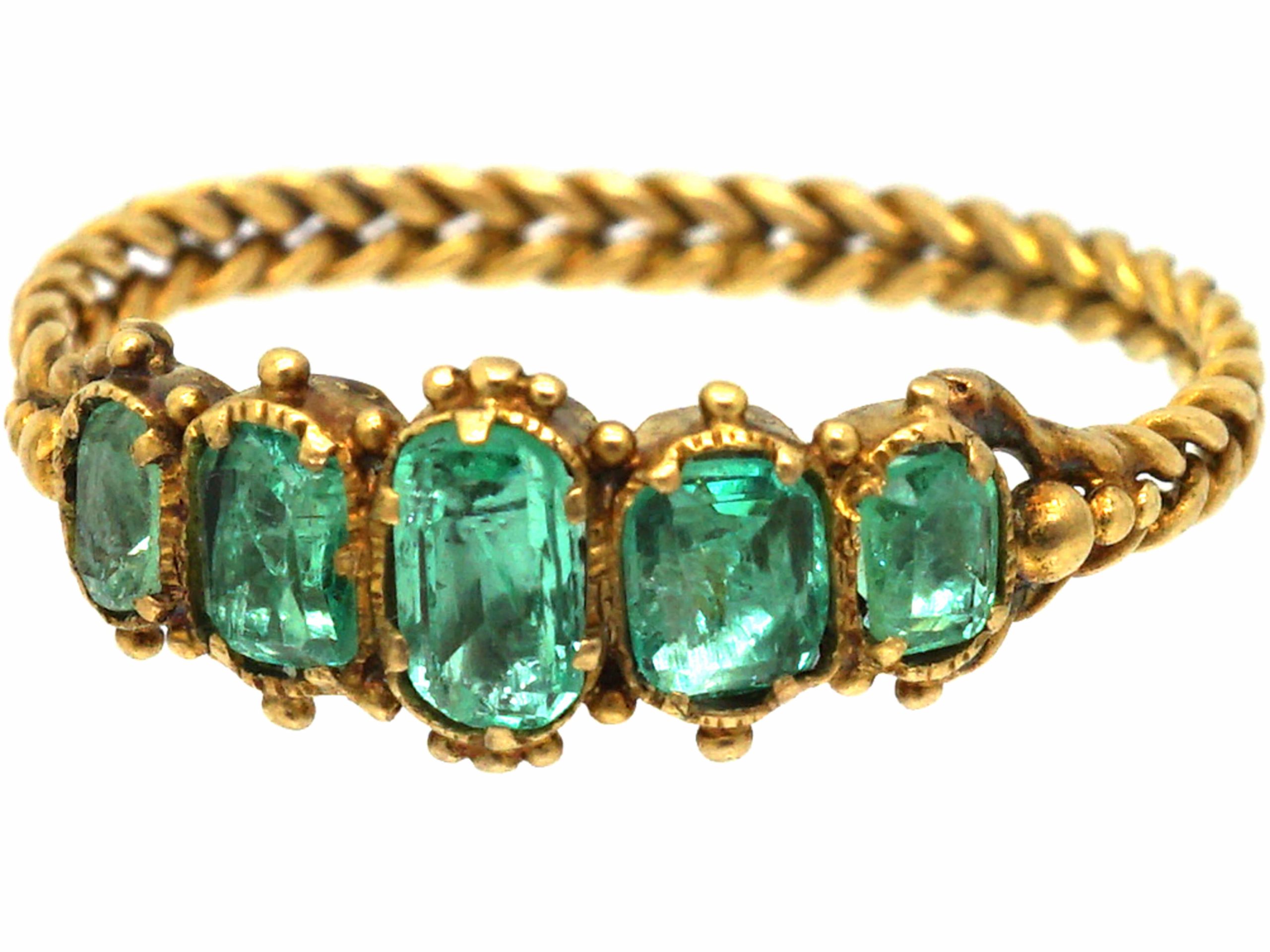 Regency Style Rings Regency 15ct Gold, Five Stone Emerald Ring (279W) | The Antique ...