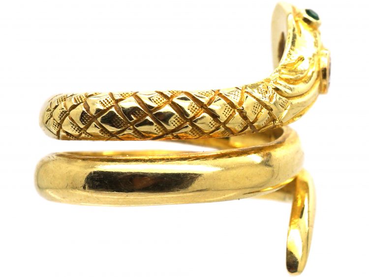 Snake Head Cord End Cap Clasp Lock Ring - Gold Tone - Dragon Head