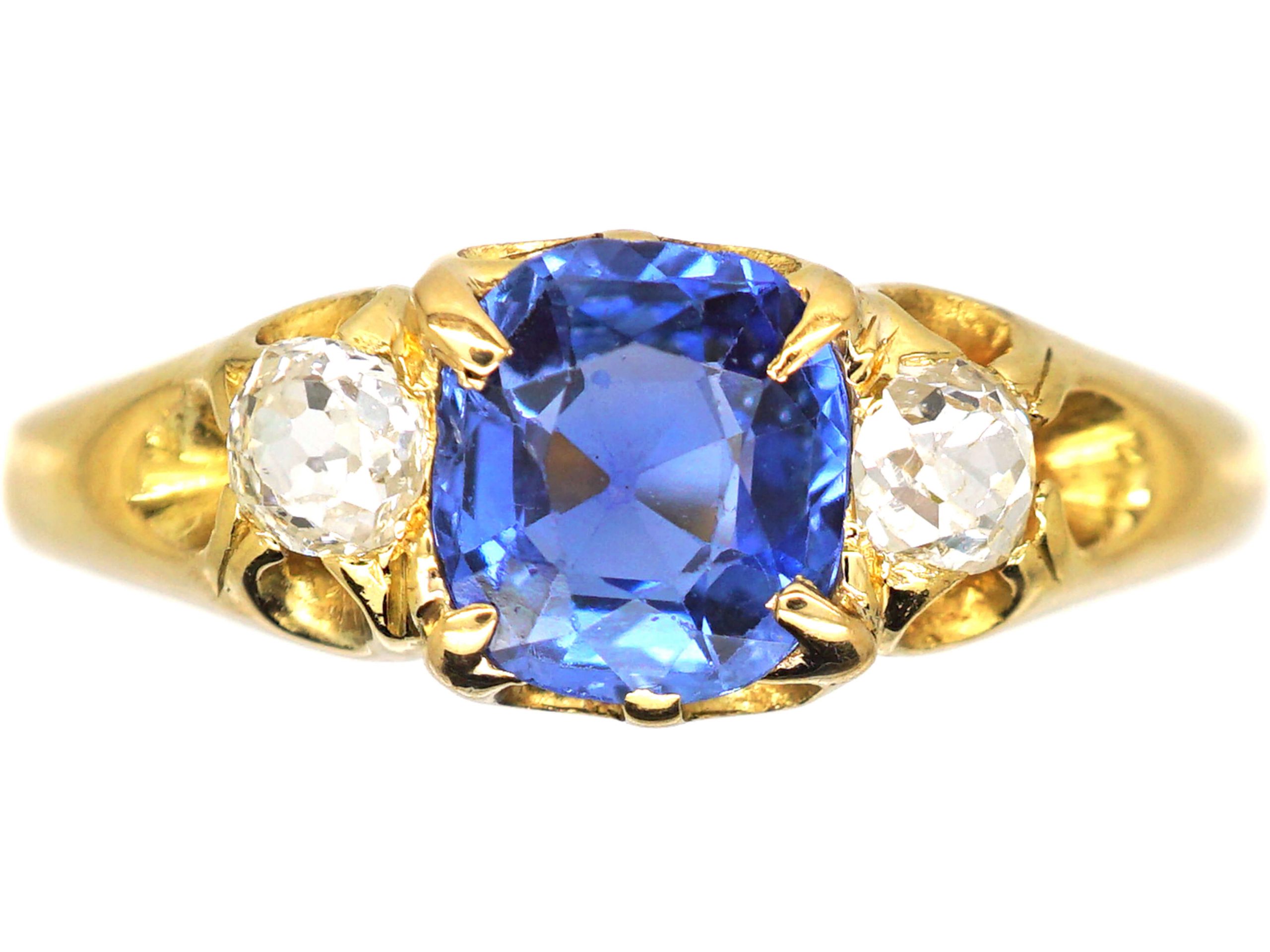 Victorian 18ct Gold, Sapphire & Diamond Three Stone Ring (269W) | The ...