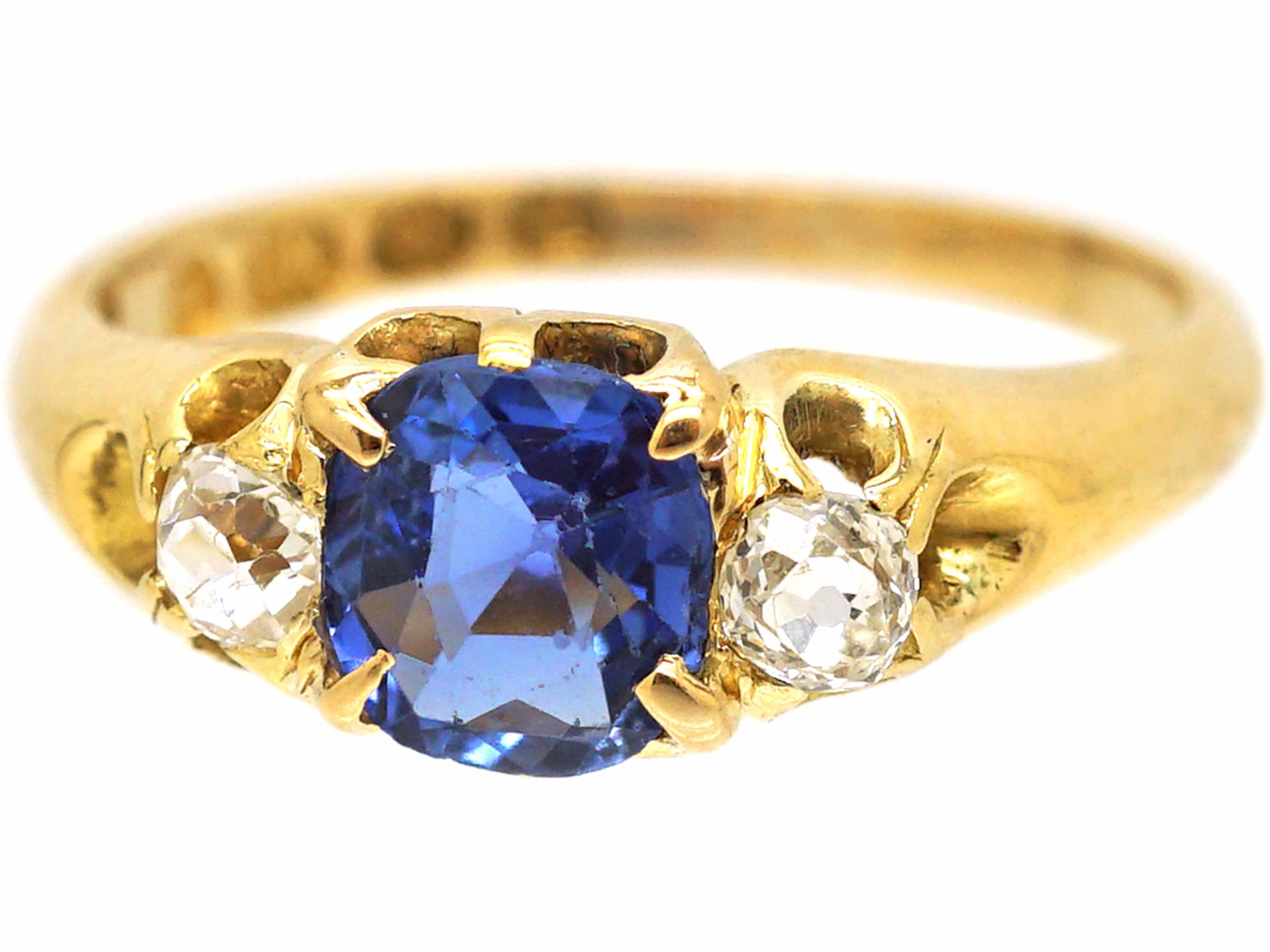 Victorian 18ct Gold, Sapphire & Diamond Three Stone Ring (269W) | The ...