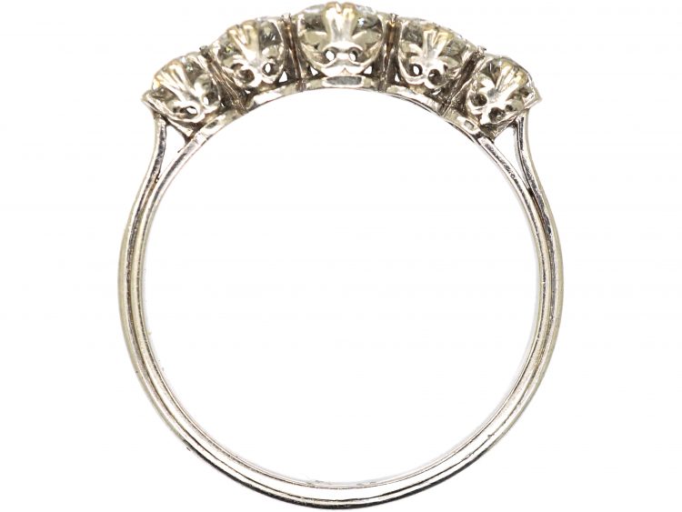 Edwardian Platinum, Five Stone Transition Cut Diamond Ring