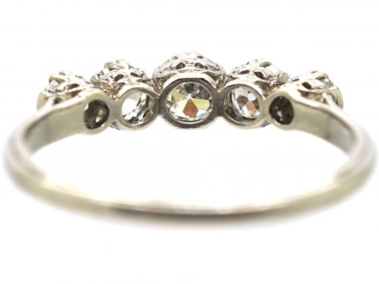 Edwardian Platinum, Five Stone Transition Cut Diamond Ring